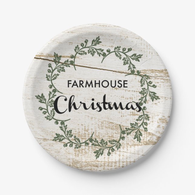 Prato De Papel Farmhouse Moderna Wreath Russo Wood (Frente)