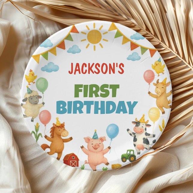 Prato De Papel Farmyard Animals Birthday Party Paper Plates (Criador carregado)