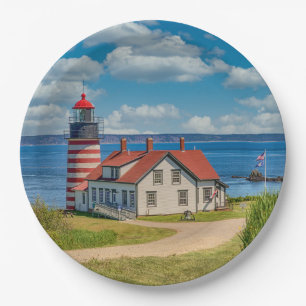 Prato De Papel Farol de Cabeça de Quoddy Oeste, Lubec, Maine