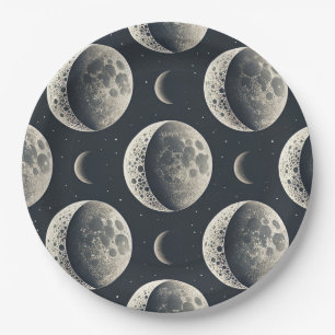 Prato De Papel Fase da Lua Celestial (1)