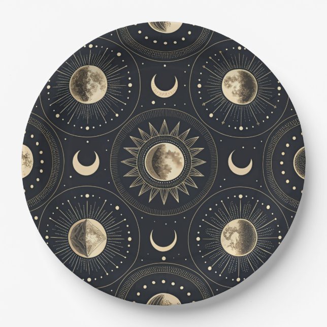 Prato De Papel Fase da Lua Celestial (4) (Frente)