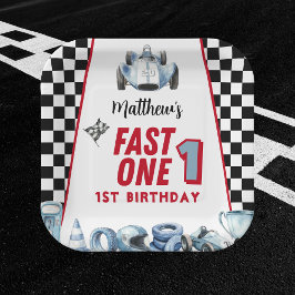 Prato De Papel Fast One 1st birthday Boy Racing Car