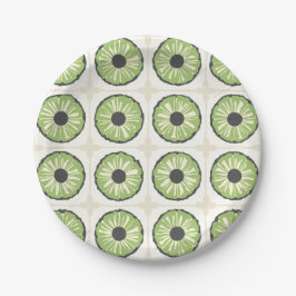 Prato De Papel Fatia de Fruta Verde Coordenada Verde Salvia Tropi
