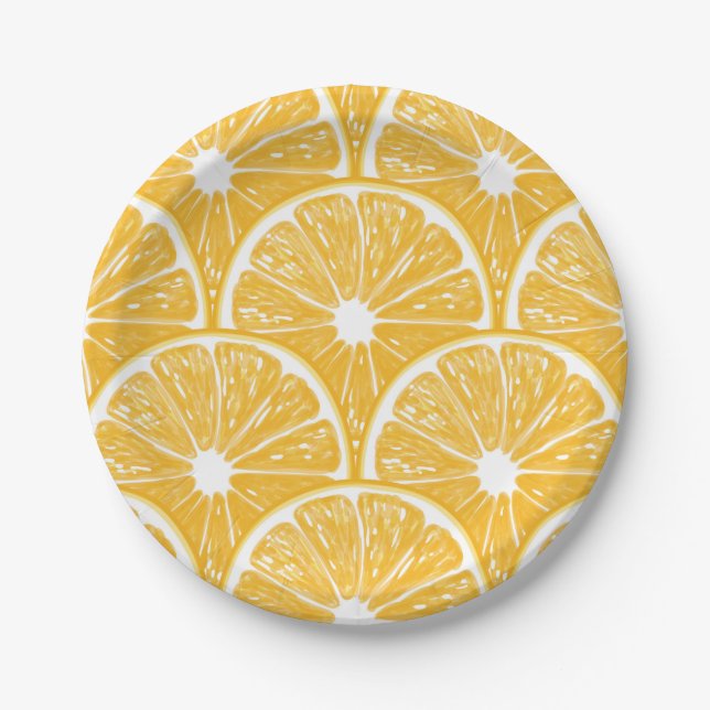 Prato De Papel Fatias de laranja, design de fruta tropical (Frente)