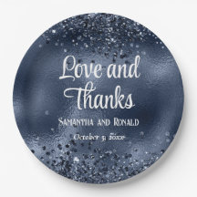 Faux Dark Blue Glitter e Foil Weding