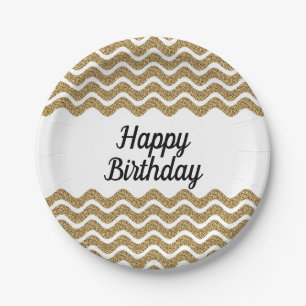 Prato De Papel Faux Dourado Glitter strips Natal