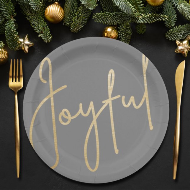 Prato De Papel Faux Faux Foil Cinza JOYFUL Dourado Natal (Criador carregado)