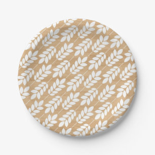 Prato De Papel Faux Wood Placa de Papel Floral Branco