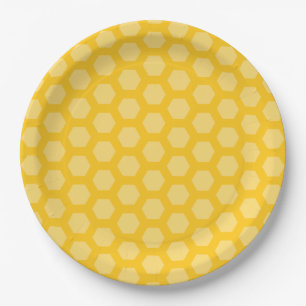 Prato De Papel Favo de mel hexágono amarelo 12