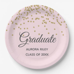 Prato De Papel Favor de Graduação de Confetti Glitter Dourado C