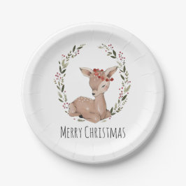 Prato De Papel Fawn Wreath Natal
