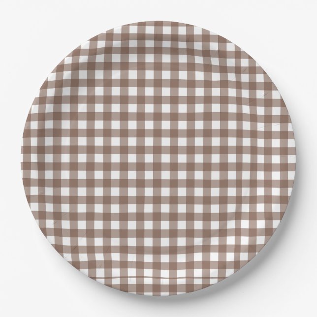 Prato De Papel Faye e Lauren Brown Gingham (Frente)