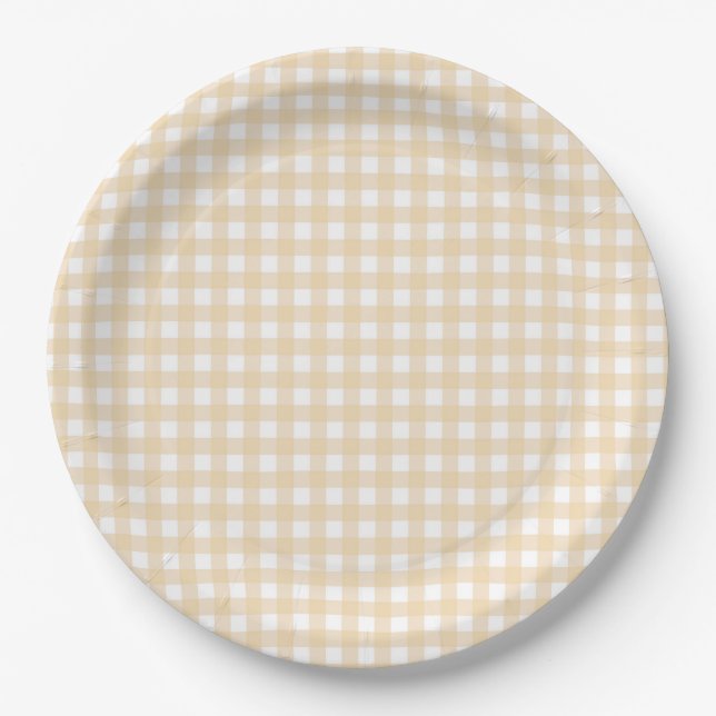 Prato De Papel Faye e Lauren Fall Gingham Beige (Frente)
