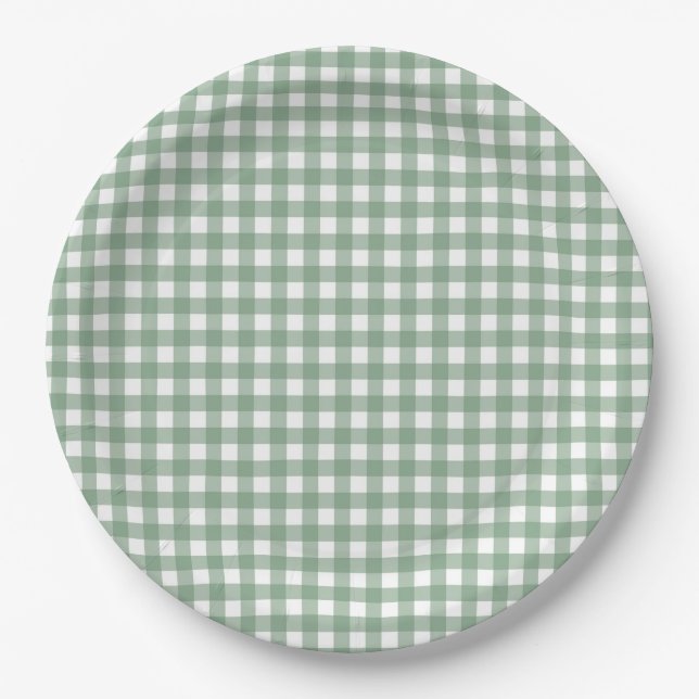 Prato De Papel Faye e Lauren Fall Green Gingham (Frente)