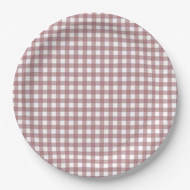 Prato De Papel Faye e Lauren Fall Pink Gingham (Frente)