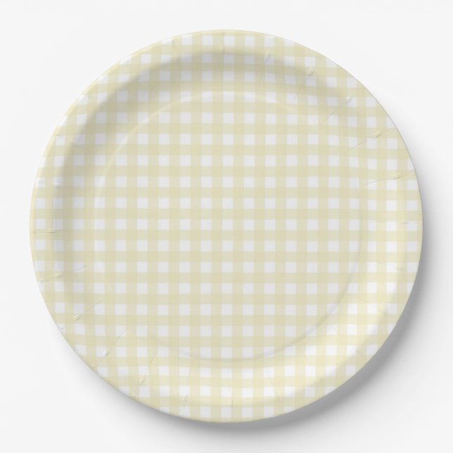 Prato De Papel Faye e Lauren Pastel Yellow Gingham (Frente)