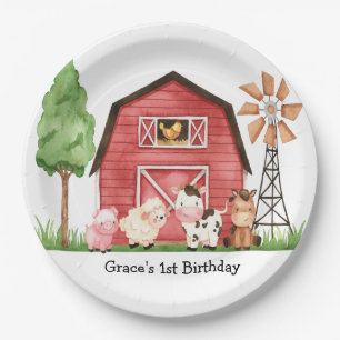Prato De Papel Fazenda Barnyard Birthday Plates