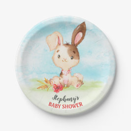 Prato De Papel Fazenda de Chá de fraldas de coelho com aquarela