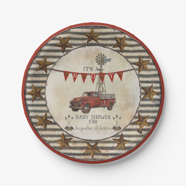 Prato De Papel Fazenda rústica do moinho de vento do caminhão do (Frente)