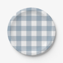 Prato De Papel Fazenda Rustico Azul Cinza Xadrez Quadrado Búfalo