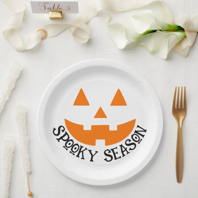 Prato De Papel Feira de Spooky e Cabeça de Abóbora no Halloween (Casamento)