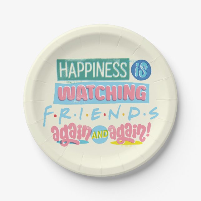 Prato De Papel Felicidade está assistindo aos AMIGOS™ de novo e d (Frente)