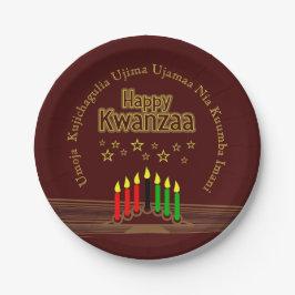Prato De Papel Felicitações de Kwanzaa Correspondentes aos Sete P