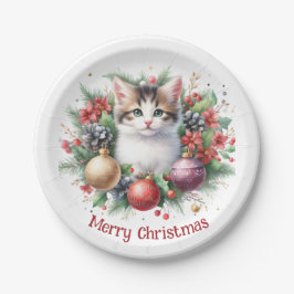 Prato De Papel Felino Festivo em Férias 5 -