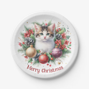 Prato De Papel Felino Festivo em Férias 5 -