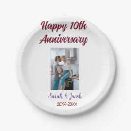 Prato De Papel Feliz 10º aniversário foto casal d
