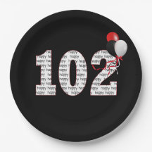 Feliz 102º Aniversário Em Papel Preto