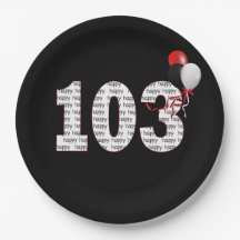 Feliz 103º Aniversário Em Papel Preto