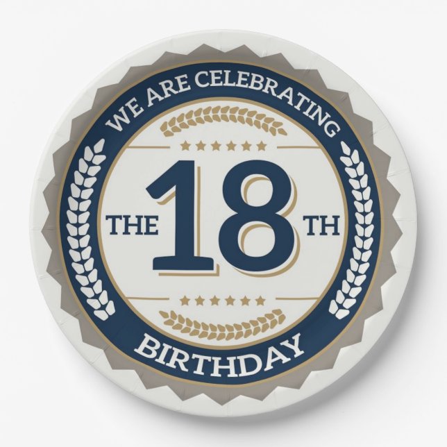 Prato De Papel Feliz 18º aniversário (Frente)