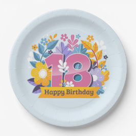 Prato De Papel Feliz 18º aniversário