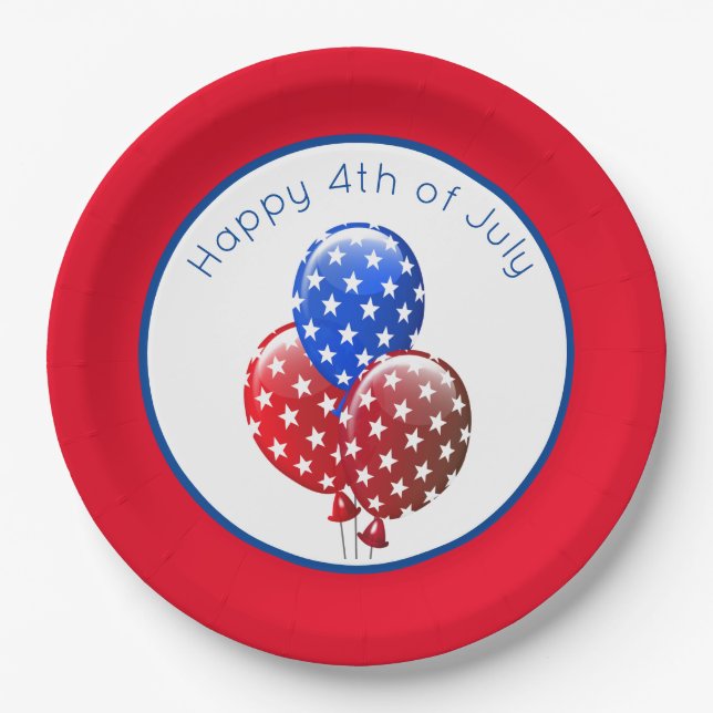 Prato De Papel Feliz 4 de julho (Frente)