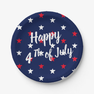 Prato De Papel Feliz 4 de julho, estrelas azuis marinhos vermelha