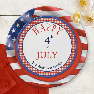 Prato De Papel Feliz 4 de julho: Placas de Papel no Dia da Indepe