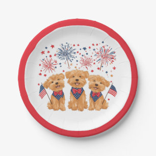 Prato De Papel Feliz 4 De Julho, Yorkie Dogs