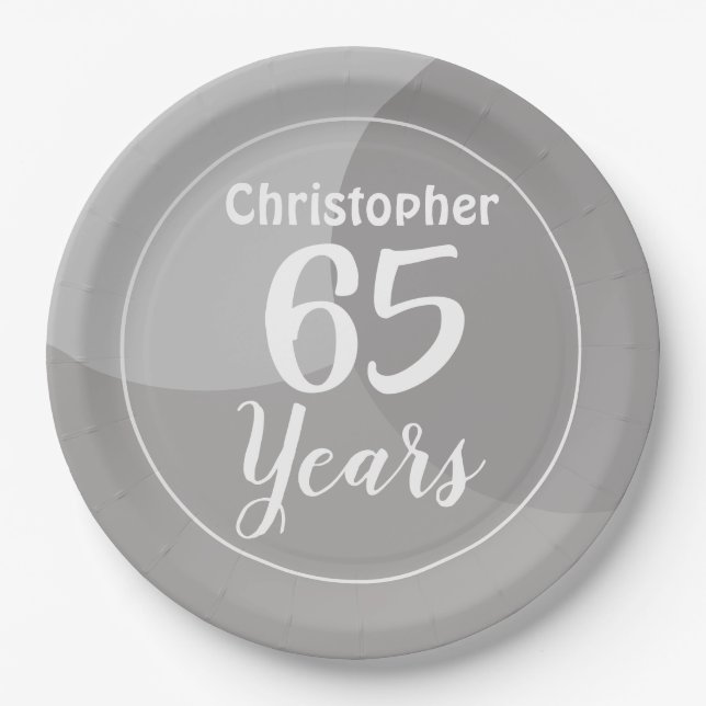 Prato De Papel Feliz 65º Aniversário de Papel (Frente)