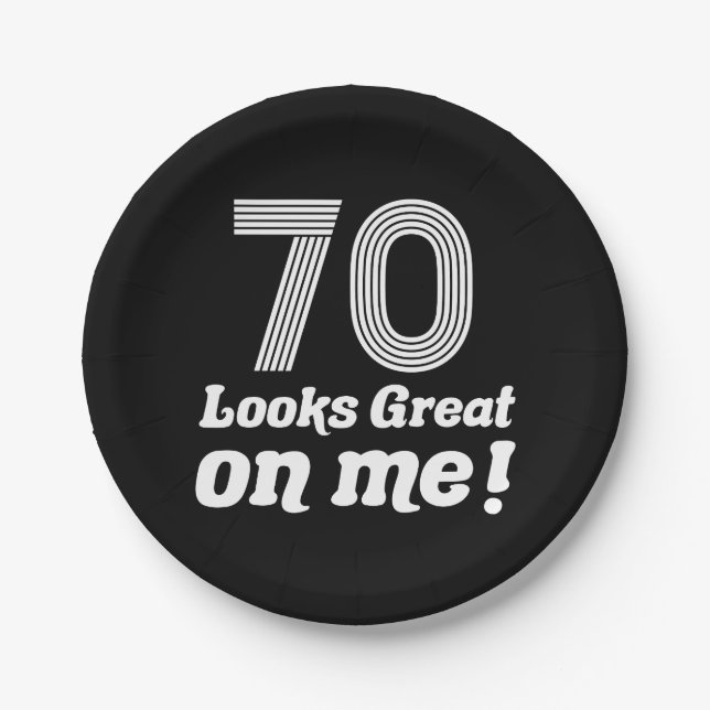 Prato De Papel Feliz 70 de aniversário para ela (Frente)