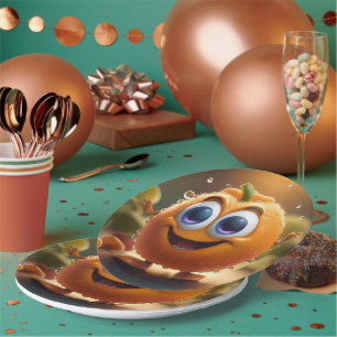 Prato De Papel Feliz Animado 3d Laranja,