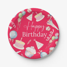 Prato De Papel Feliz aniversário