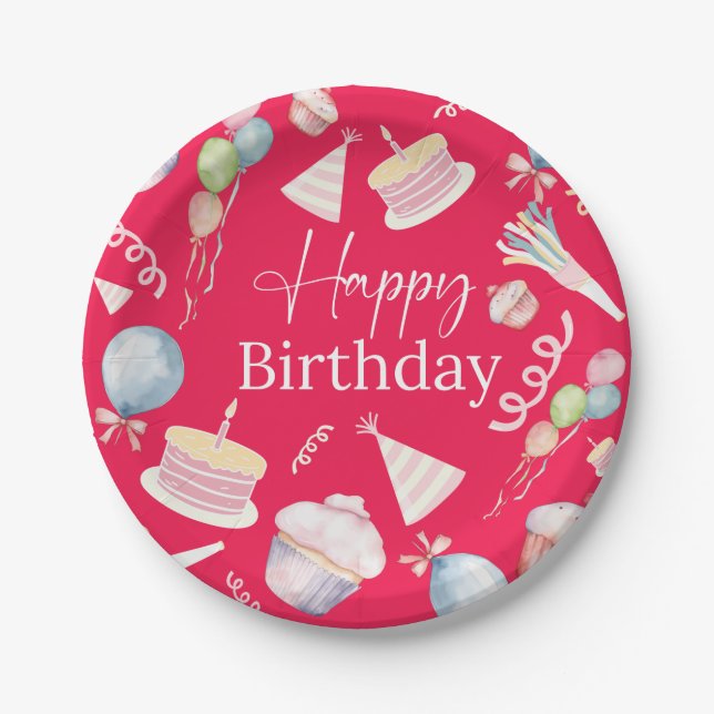 Prato De Papel Feliz aniversário (Frente)