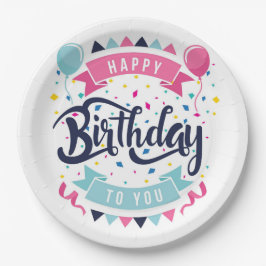 Prato De Papel Feliz aniversário