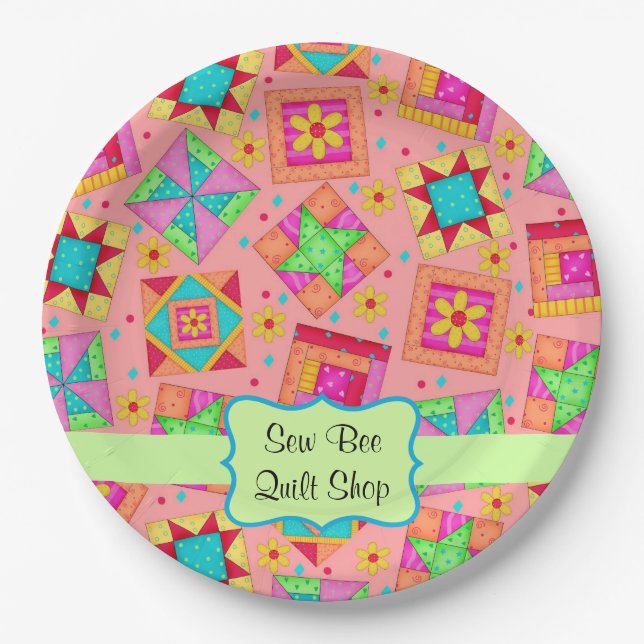 Prato De Papel Feliz aniversario alaranjado de nome de bloco da (Frente)