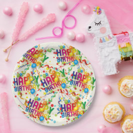 Prato De Papel Feliz aniversário Balões e Streamons