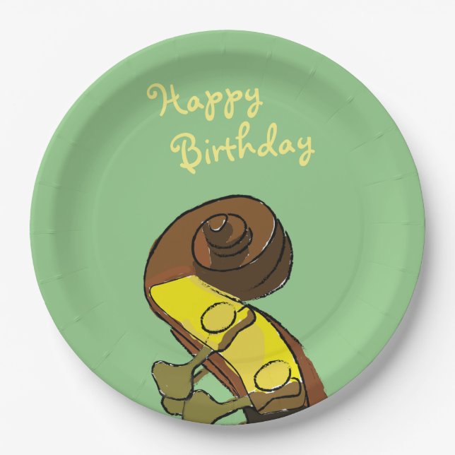 Prato De Papel Feliz Aniversário Bass Instrumentalista (Frente)