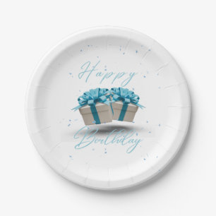 Prato De Papel Feliz aniversário - Bebê - Papel Azul