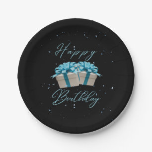 Prato De Papel Feliz aniversário - Bebê - Papel Azul