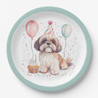 Prato De Papel Feliz Aniversário Bolo de Aniversário de Cachorros